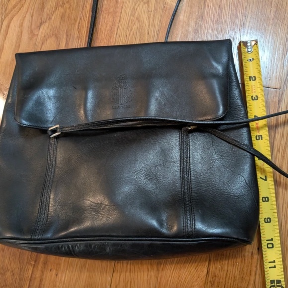 Vtg Mark Cross New York Black Leather Shoulder Bag Purse Thin Straps - Picture 11 of 14